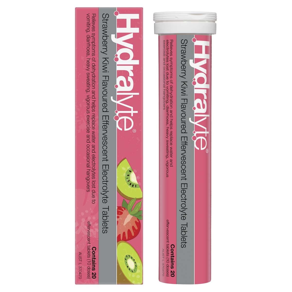 Hydralyte Effervescent Electrolyte Tablets Strawberry Kiwi 20 Pack