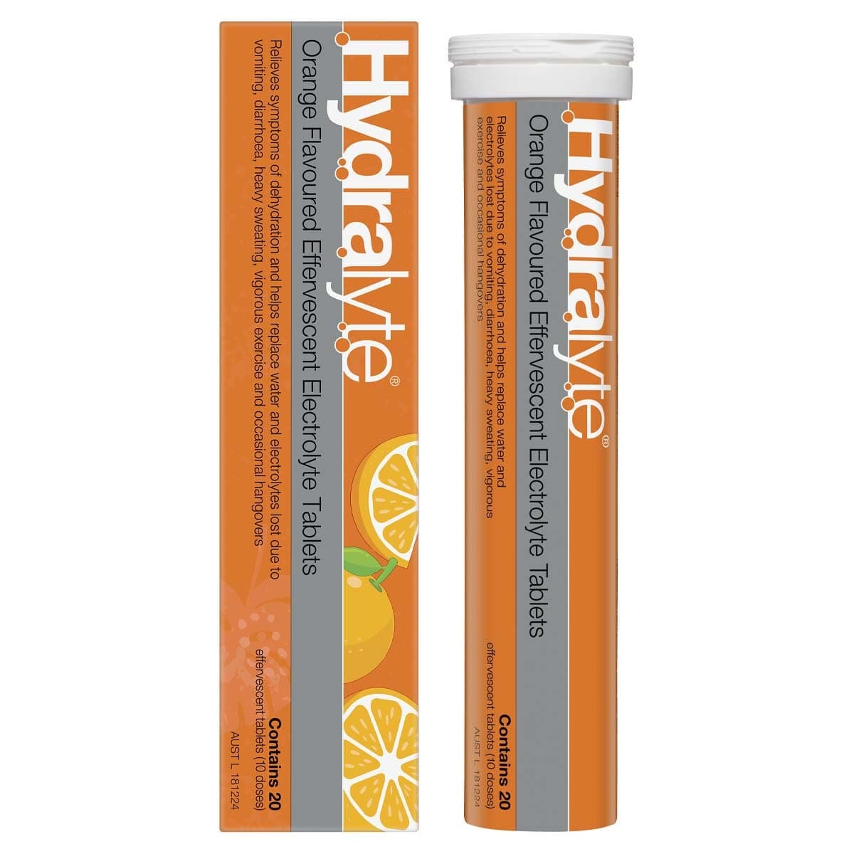 Hydralyte Effervescent Electrolyte Tablets Orange 20 Pack