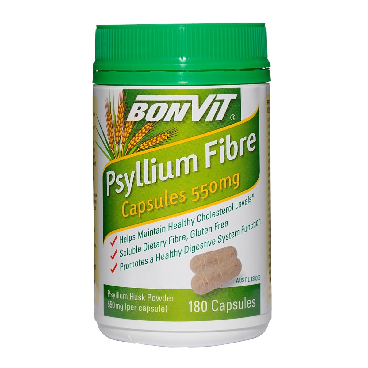 Bonvit Psyllium Fibre 550mg 180 Capsules