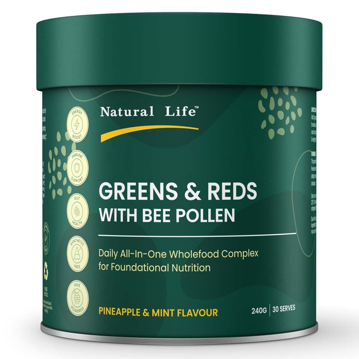 Natural Life Greens & Reds Powder With Bee Pollen 240g