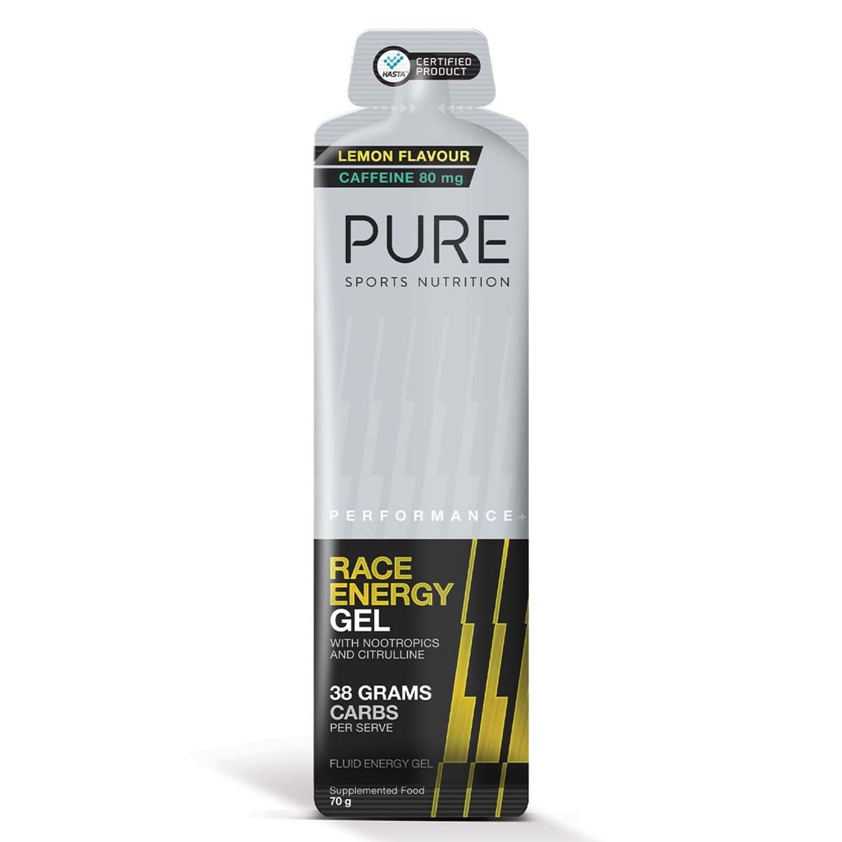 Pure Sports Nutrition Performance + Race Energy Gel + Caffeine Lemon 70g