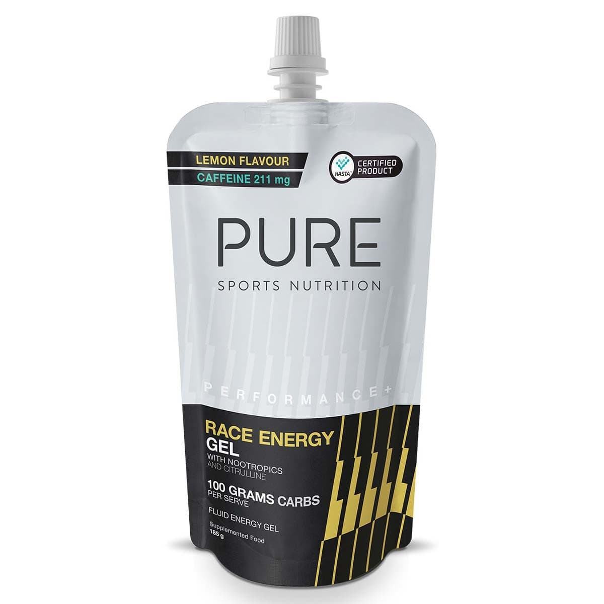 Pure Sports Nutrition Performance + Race Energy Gel + Caffeine Lemon 185g