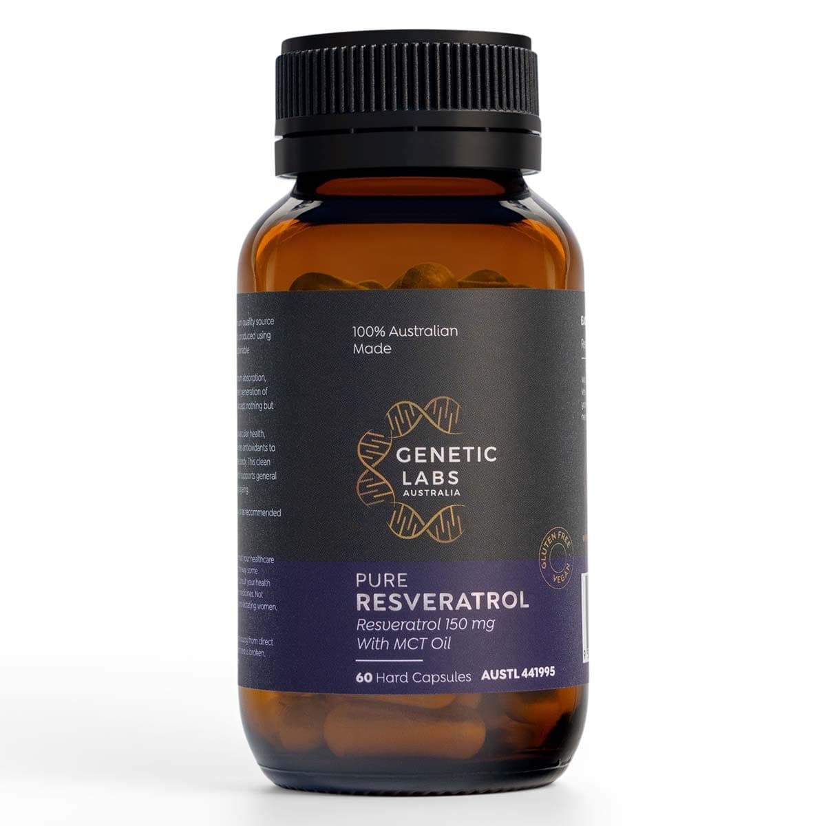 Genetic Labs Australia Pure Trans-Resveratrol with MCT Oil 60 Capsules