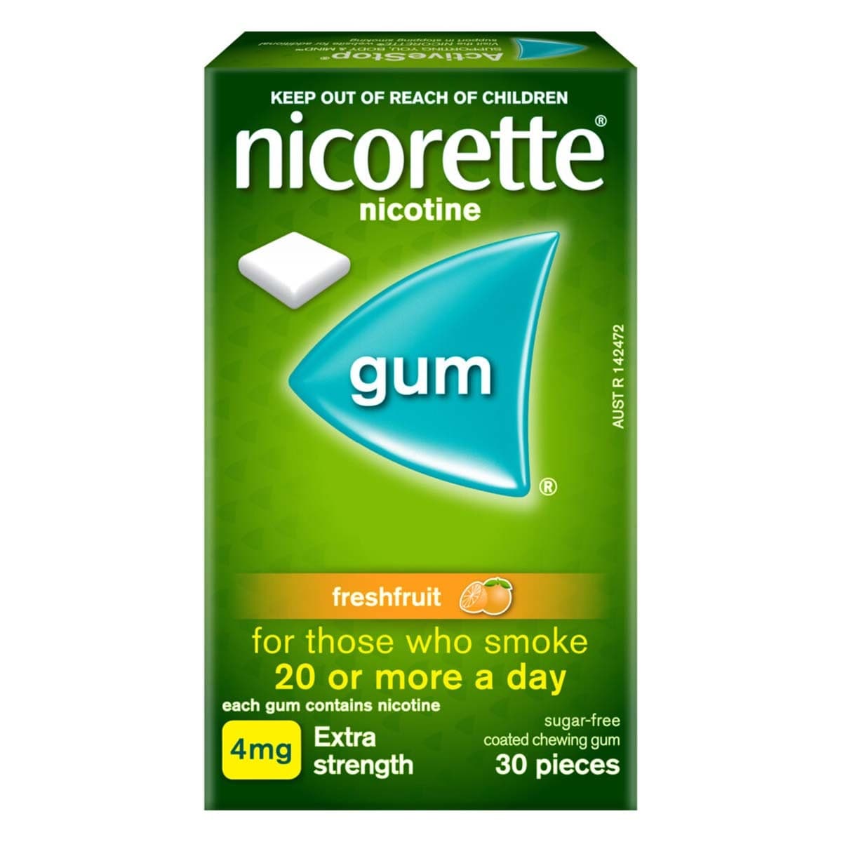 Nicorette Quit Smoking Nicotine Gum 4mg Freshfruit 30 Pack