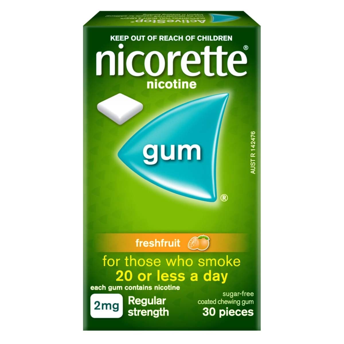 Nicorette Quit Smoking Nicotine Gum 2mg Freshfruit 30 Pack