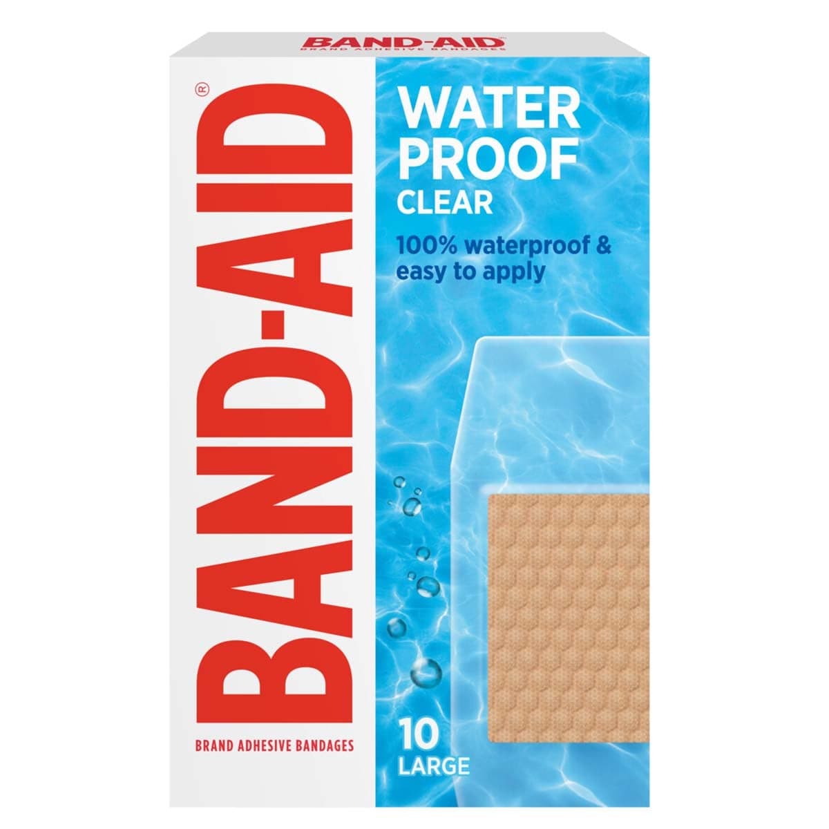 Band-Aid Clear Waterproof Bandage Strips Large 10 Pack
