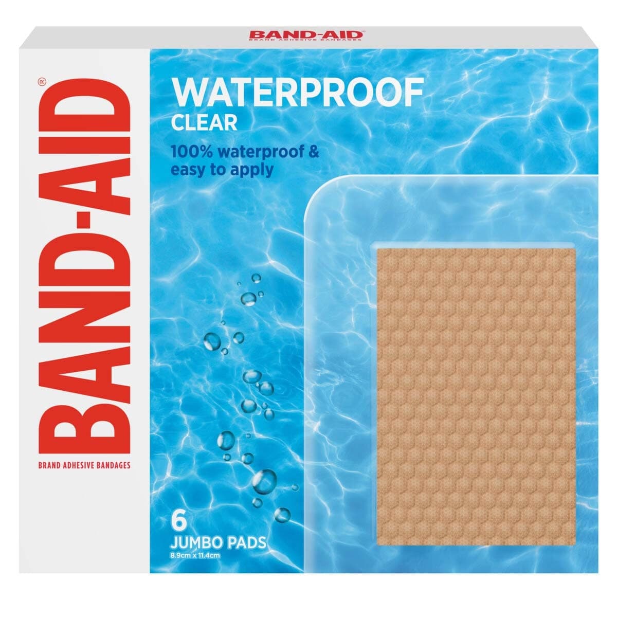 Band-Aid Clear Waterproof Bandage Jumbo Pads 6 Pack