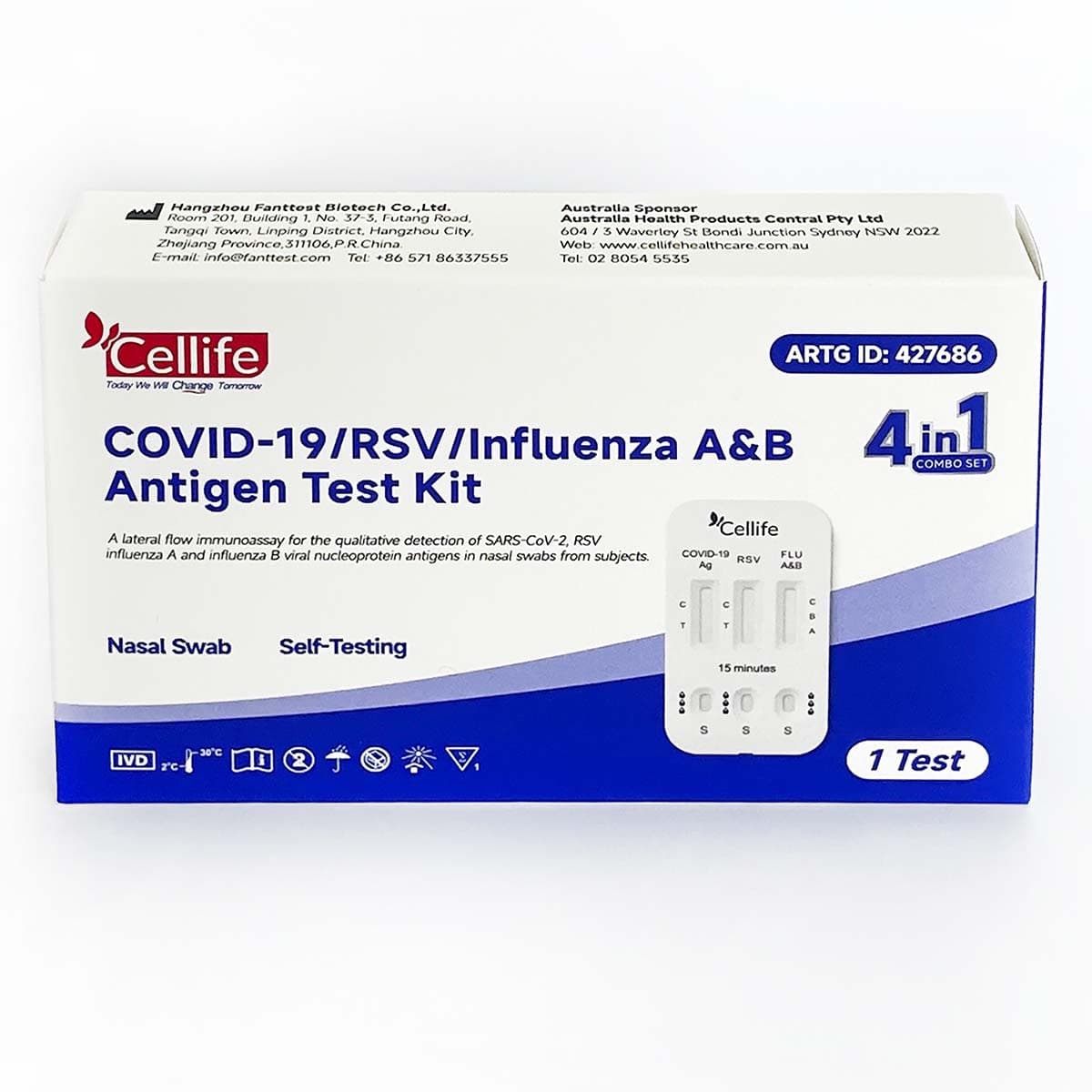 Cellife Covid-19/RSV/influenza A/B Antigen Test Kit (4 in 1) 1 Pack
