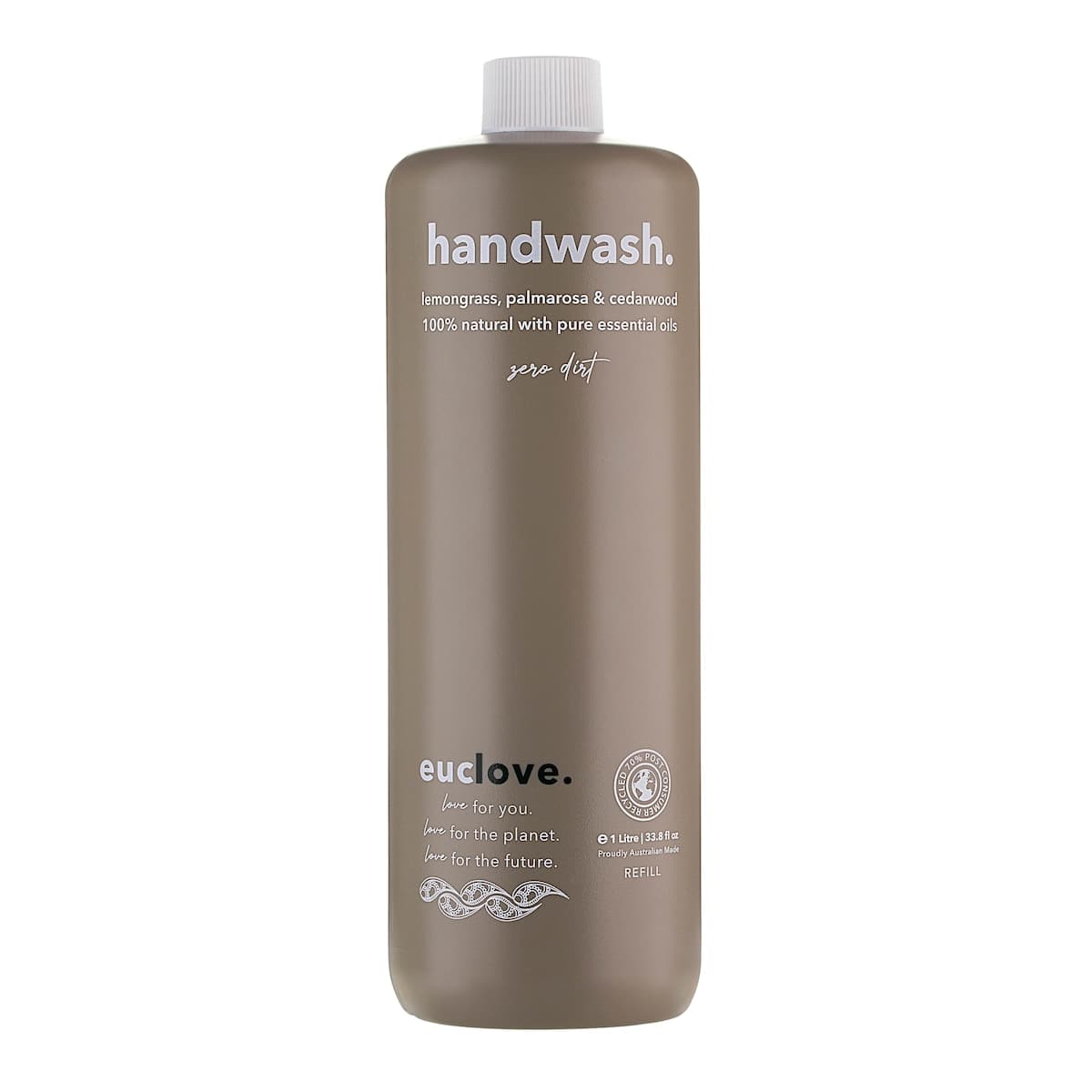 Euclove Hand Wash Lemongrass Palmarosa & Cedarwood Refill 1L