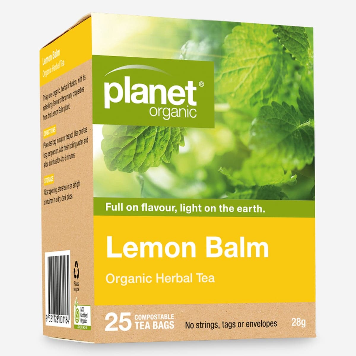 Planet Organic Lemon Balm Tea Bags 25 Pack