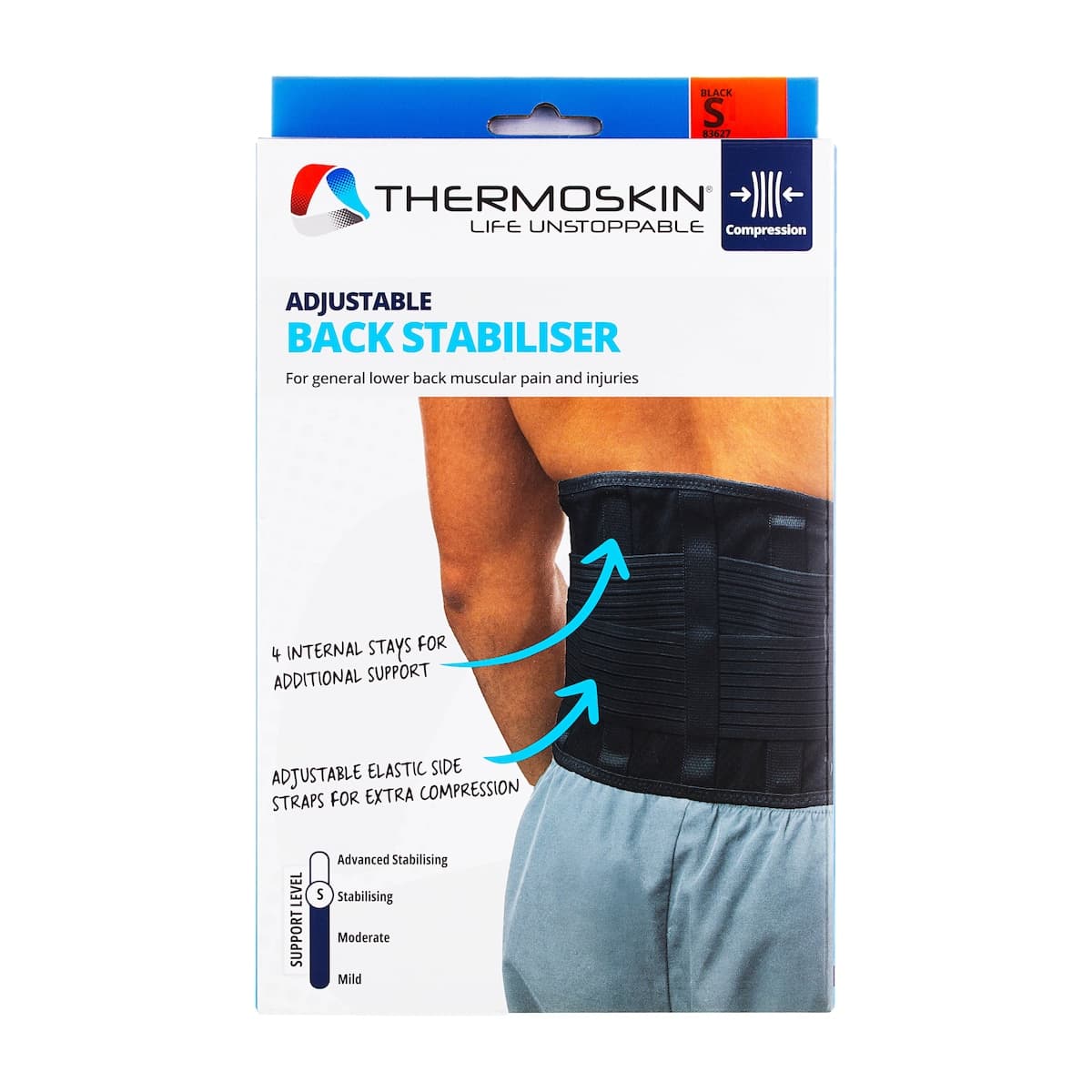 Thermoskin Adjustable Back Stabiliser Beige S