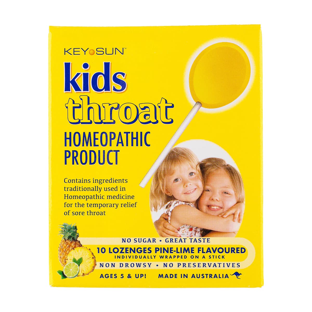 Key Sun Kids Throat Pine-Lime 10 Lozenges