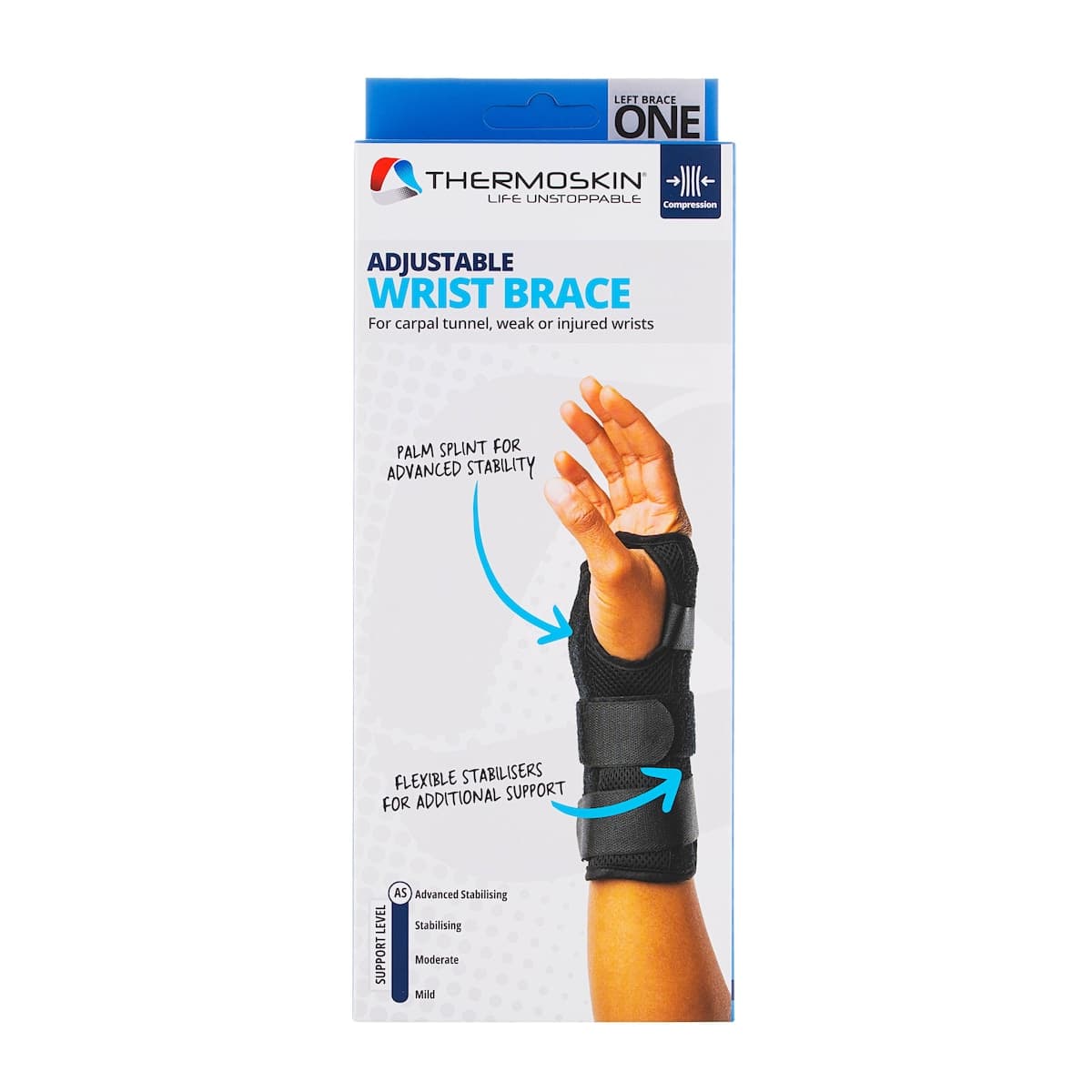 Thermoskin Adjustable Wrist Brace Left Hand One Size