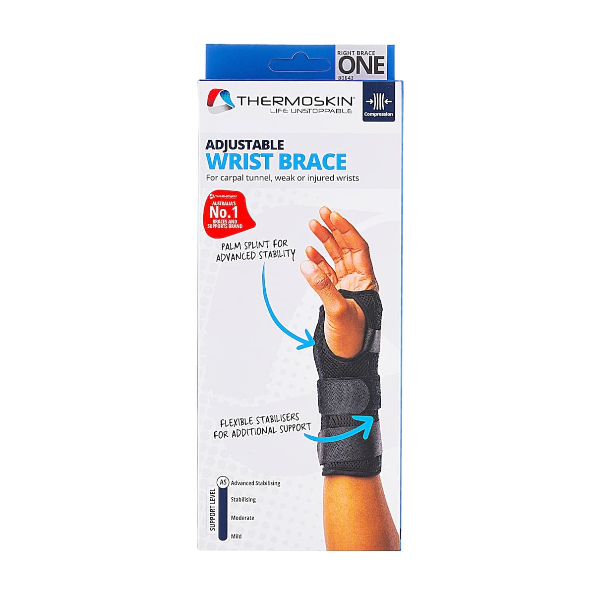 Thermoskin Adjustale Wrist Brace Right Hand One Size