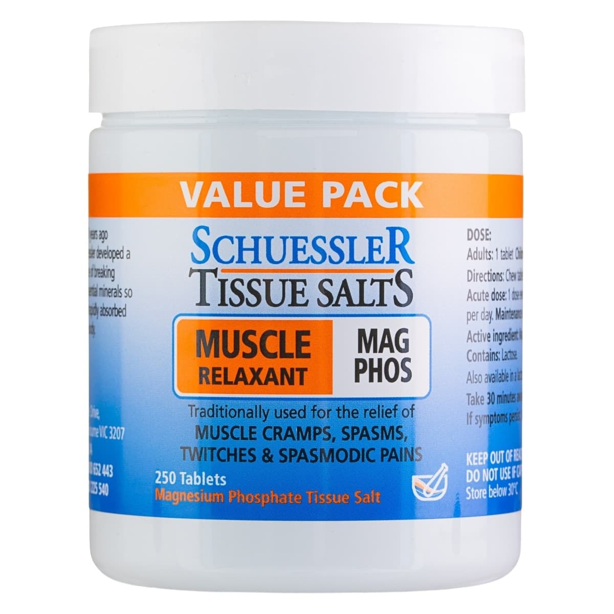 Schuessler Tissue Salts Mag Phos Muscle Relaxant 250 Tablets