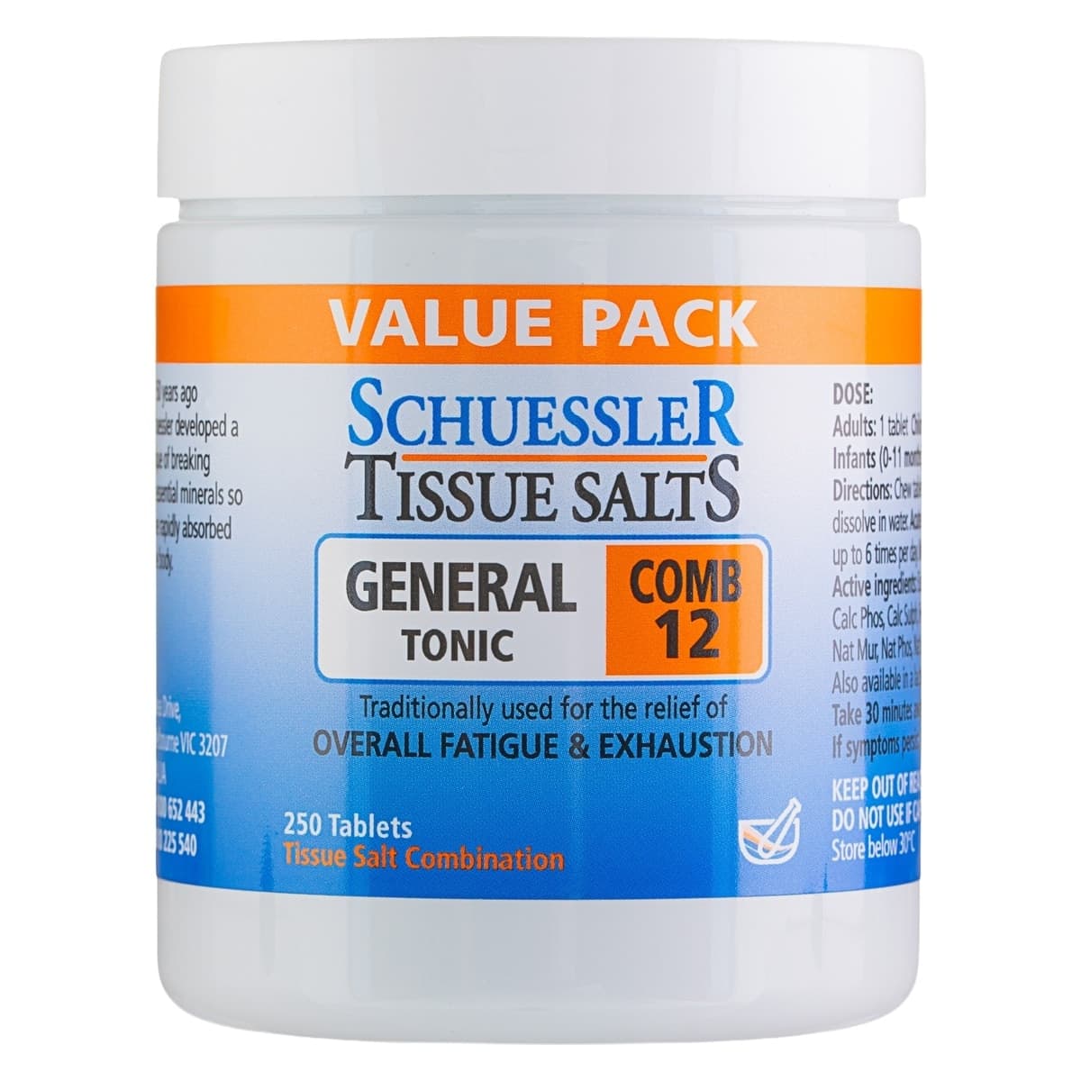 Schuessler Tissue Salts Comb 12 General Tonic 250 Tablets
