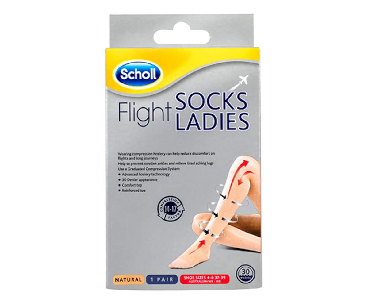 Scholl Flight Socks Ladies Natural Size AU 4-6 -1 Pair