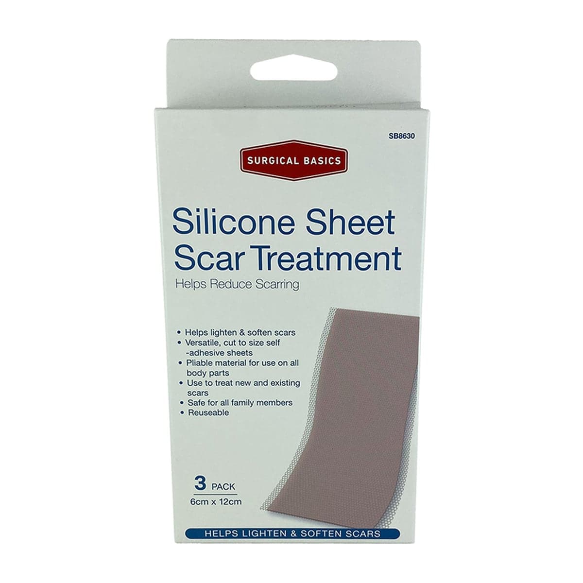 Surgical Basics Silicone Sheet Scar Treatment 6 x 12cm 3 Pack