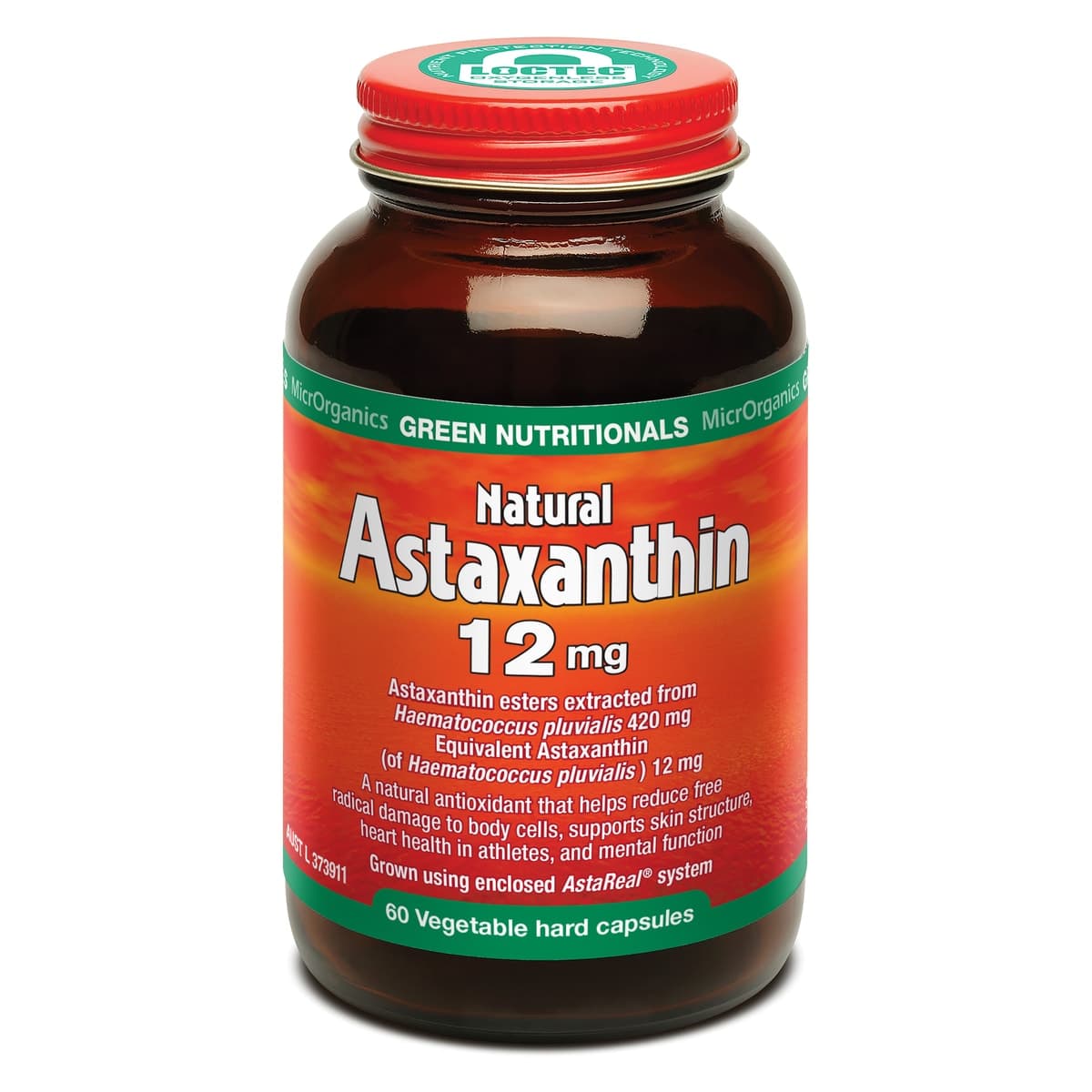 Green Nutritionals Natural Astaxanthin 12mg 60 Vegan Caps