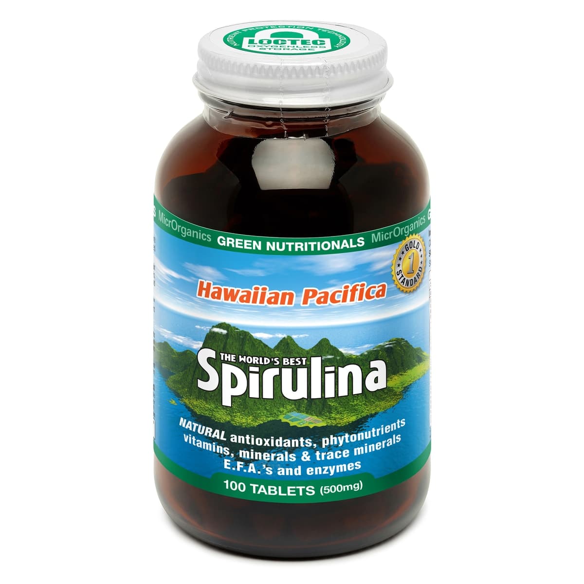 Green Nutritionals Hawaiian Pacifica Spirulina 100 Tablets