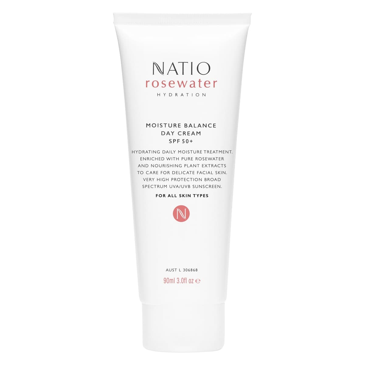 Natio Rosewater Hydration Moisture Balance Day Cream SPF50+ 90ml