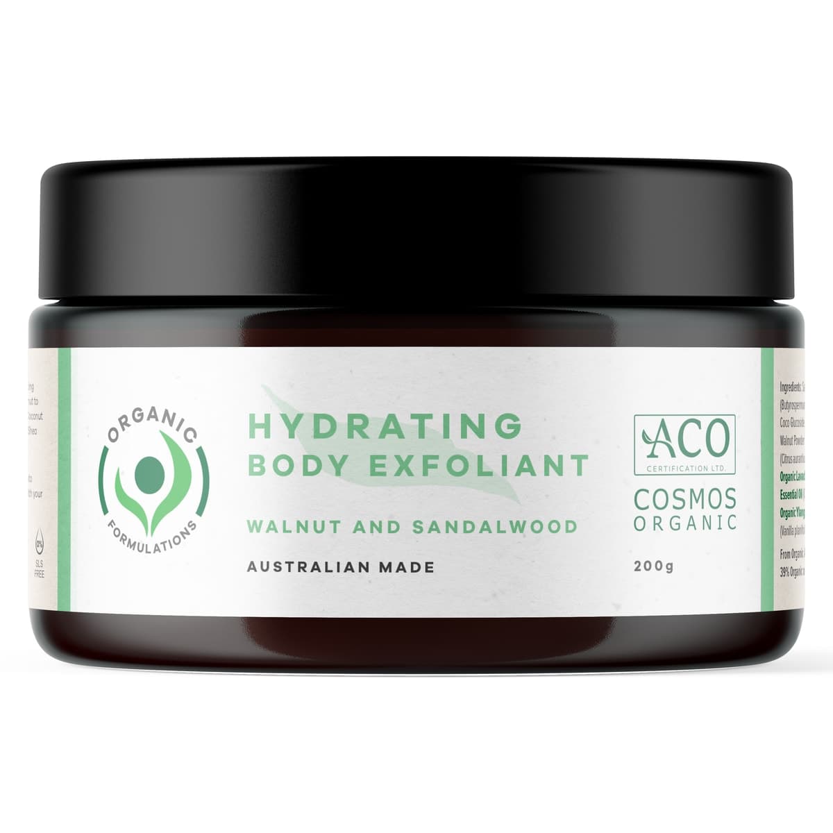 Organic Formulations Hydrating Body Exfoliant with Walnut & Sandalwood 200g