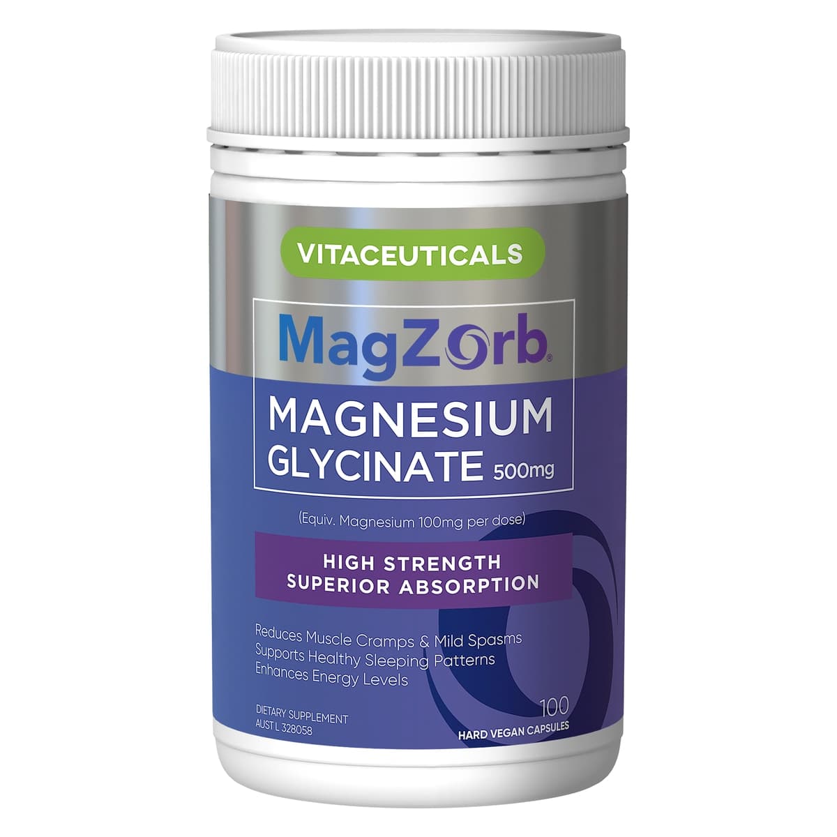 Vitaceuticals MagZorb Magnesium Glycinate 500mg 100 Capsules