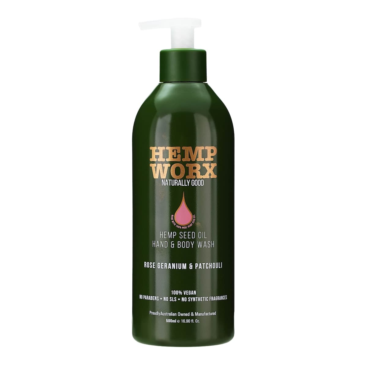 Hemp Worx Rose Geranium & Patchouli Body Wash 500ml
