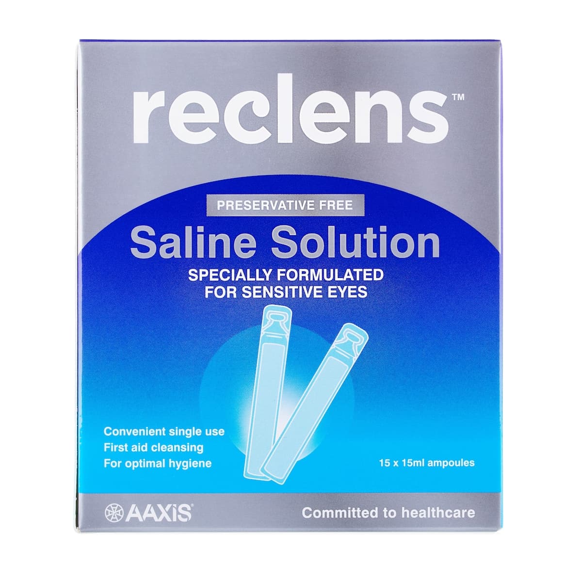 Reclens Saline Solution Preservative Free Ampoules 15 x 15ml