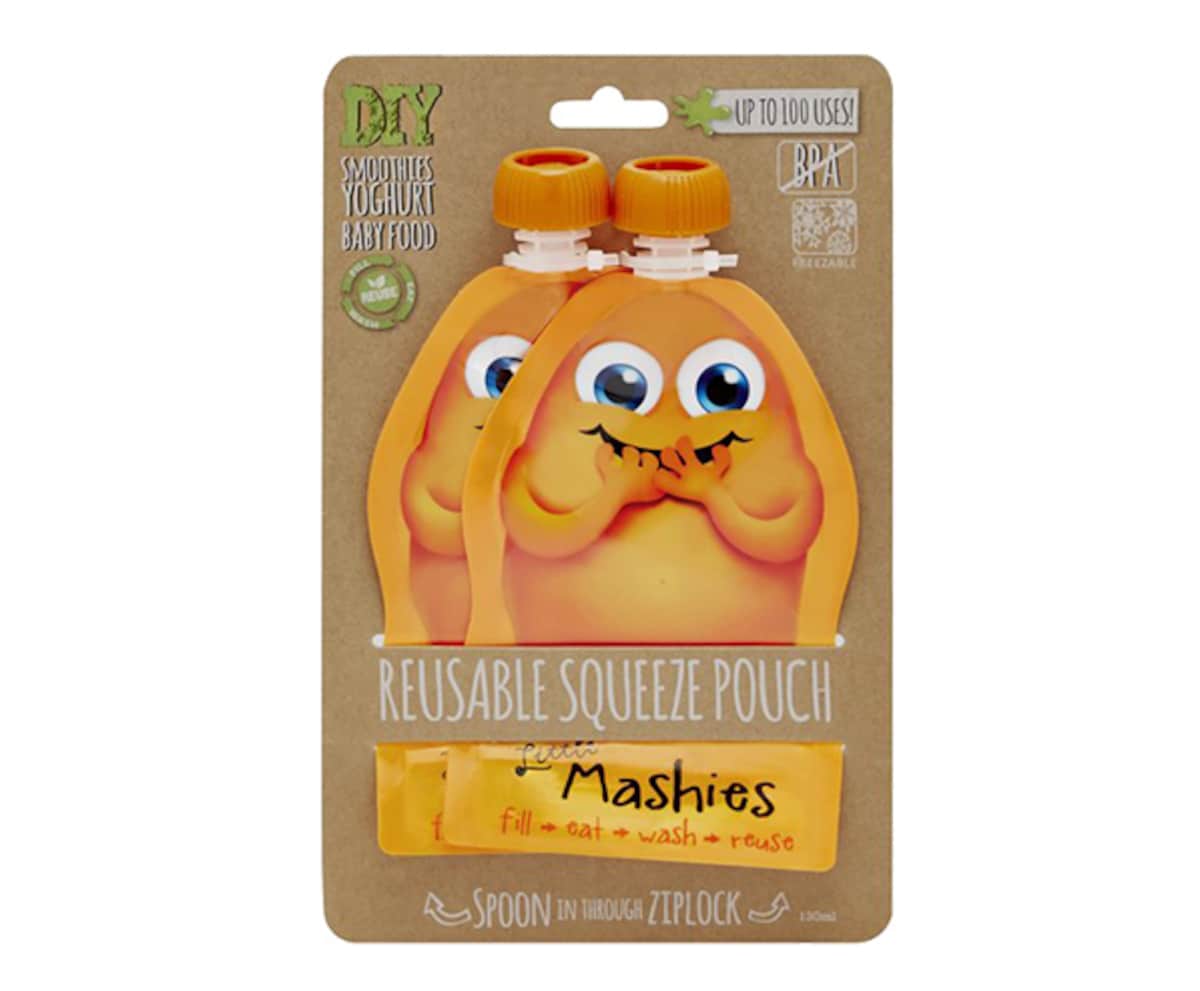 Little Mashies Reusable Squeeze Pouch Orange 130ml x 2