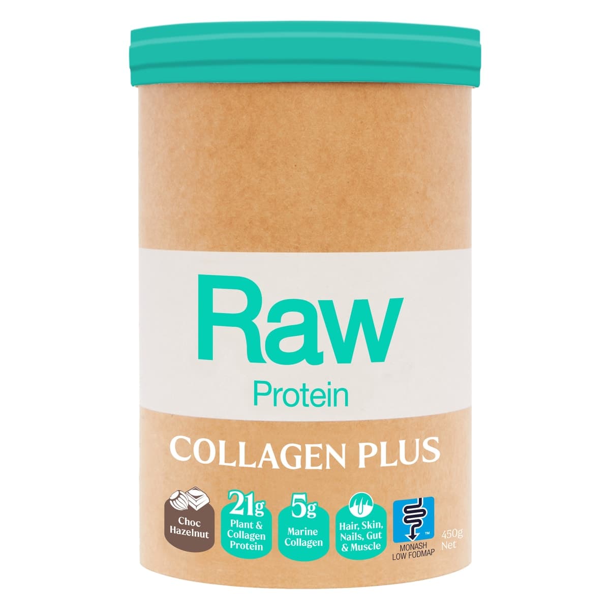 Amazonia Raw Protein Collagen Plus Choc Hazelnut 450g
