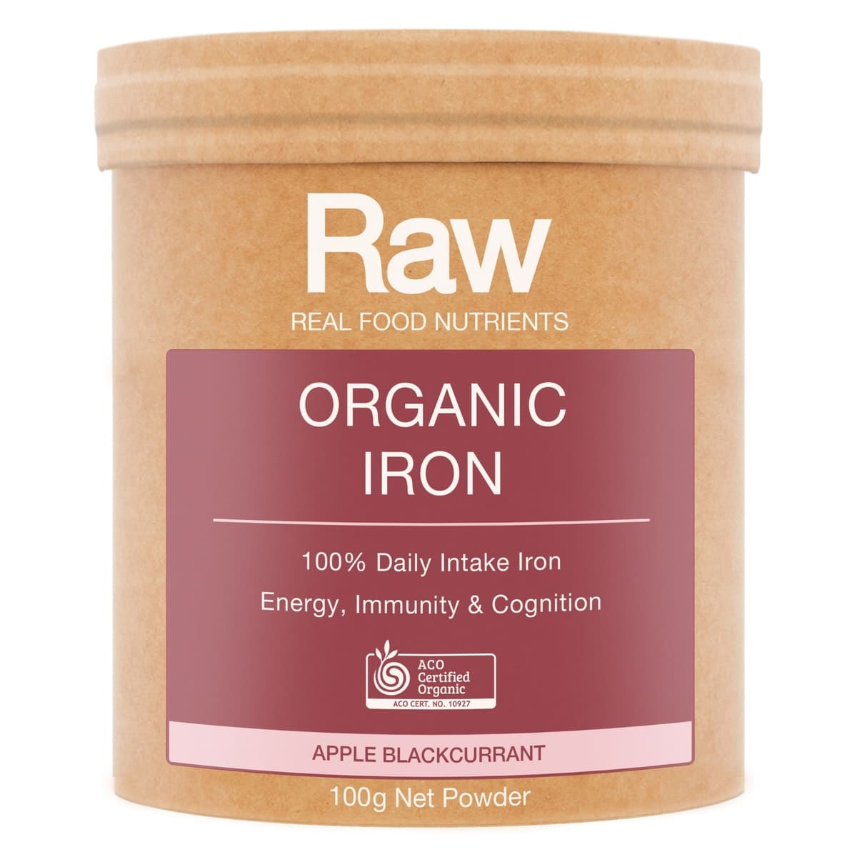Amazonia Raw Organic Iron Powder Apple Blackcurrant 100g