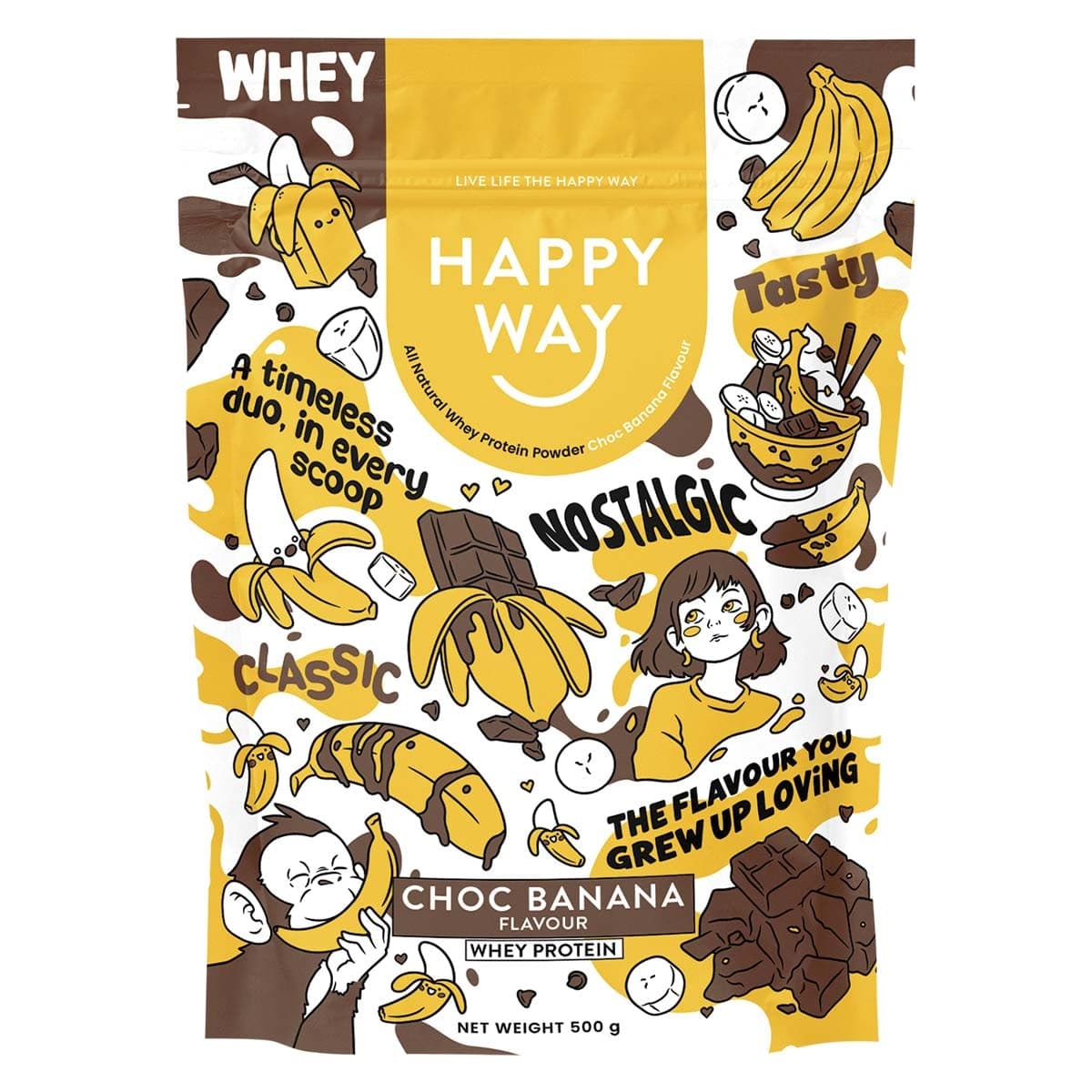 Happy Way Whey Protein Powder Choc Banana 500g