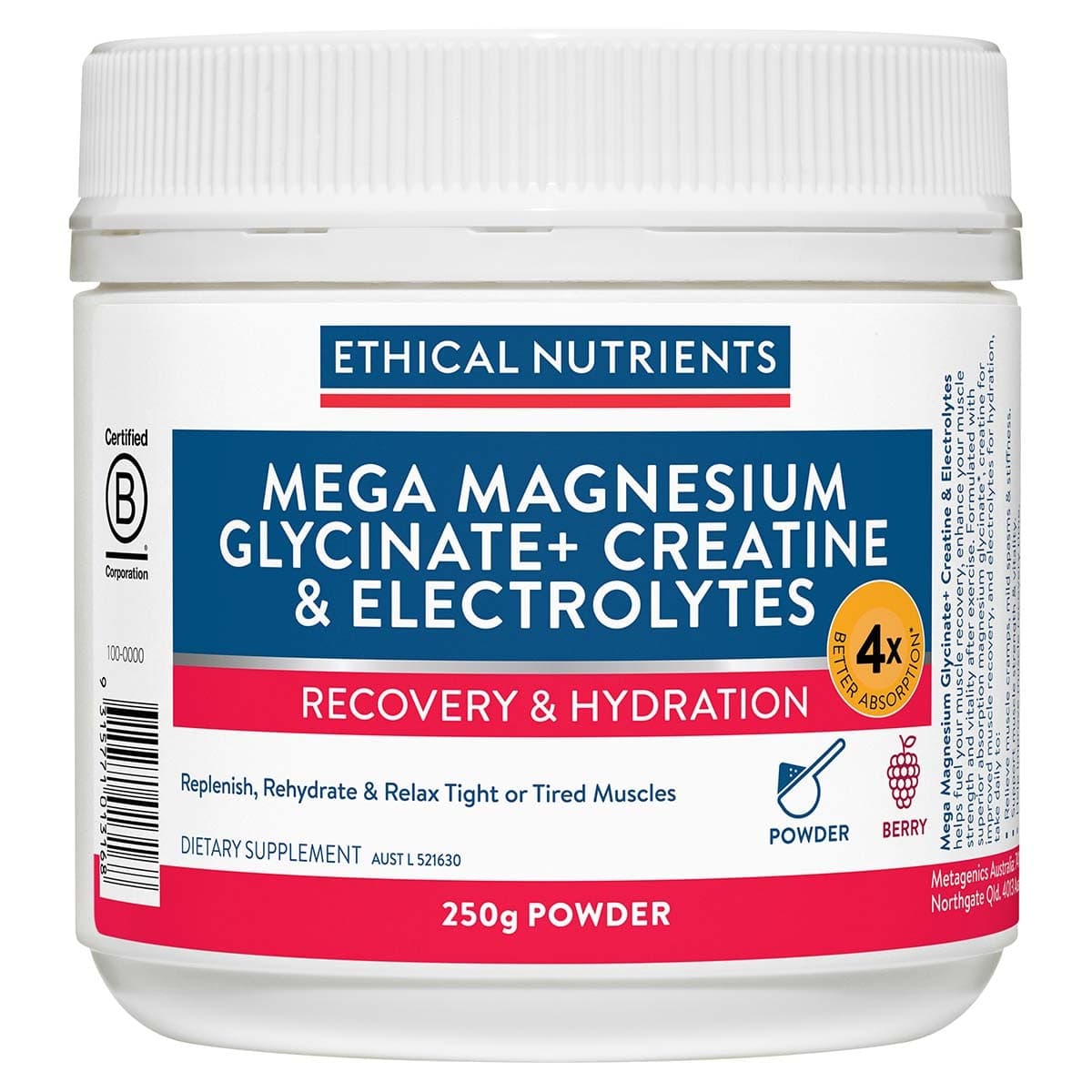 Ethical Nutrients Mega Mag Glycinate+ Creatine & Electrolytes Powder 250g