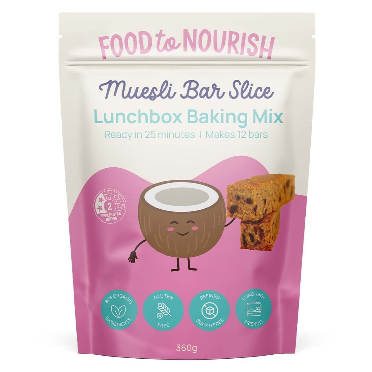 Food To Nourish Lunchbox Baking Mix Muesli Slice 360g