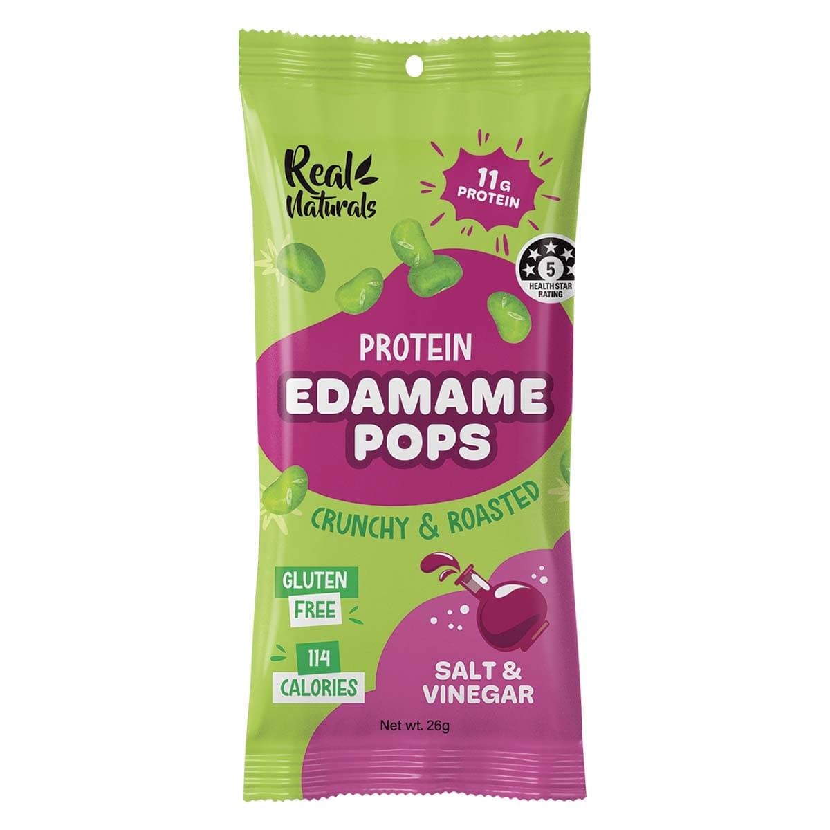 Real Naturals Protein Edamame Pops Salt & Vinegar 26g