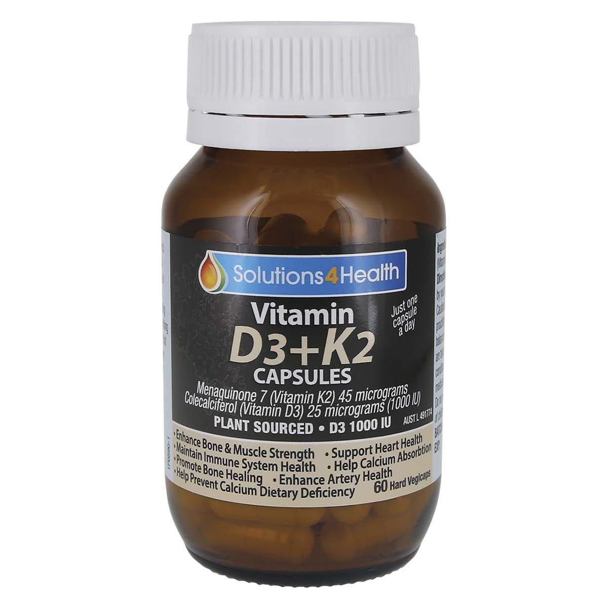Solutions 4 Health Vitamin D3+K2 60 Capsules