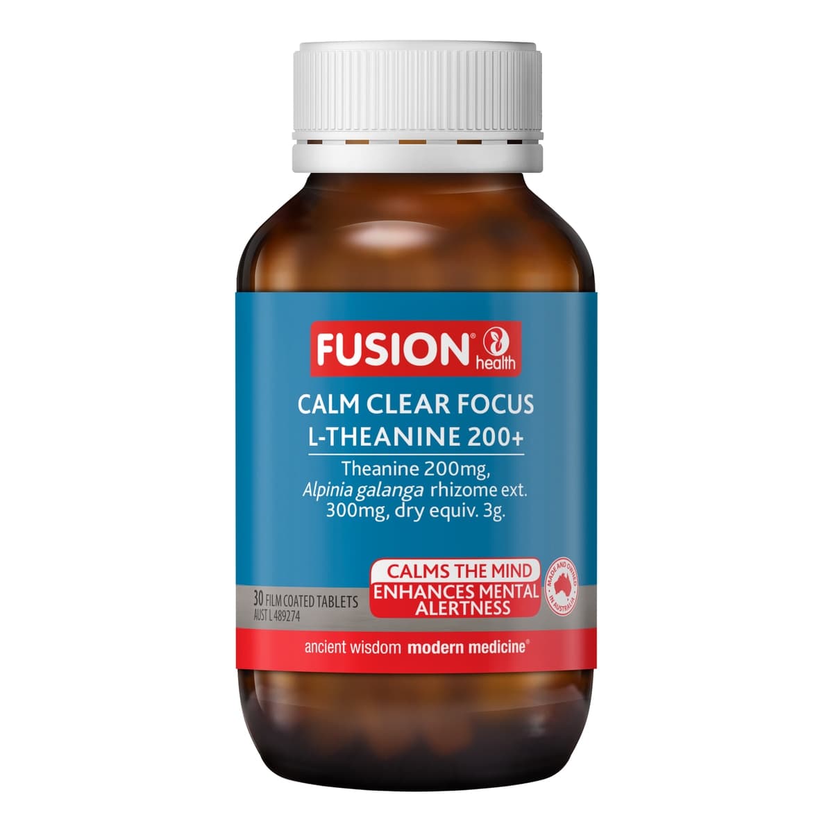 Fusion Health Calm Clear Focus L Theanine 200 Plus 30 Tablets
