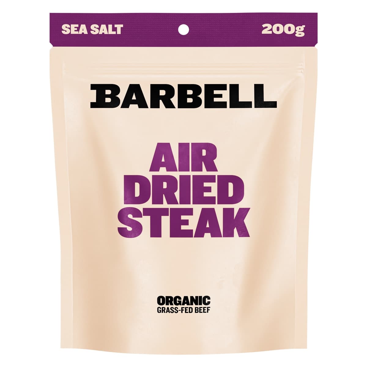 Barbell Organic Grass-Fed Air Dried Steak Sea Salt Biltong 200g