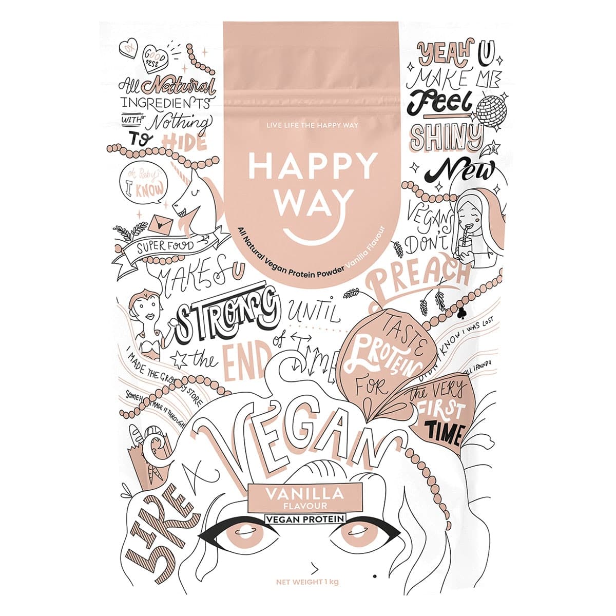 Happy Way Vegan Protein Powder Vanilla 1kg