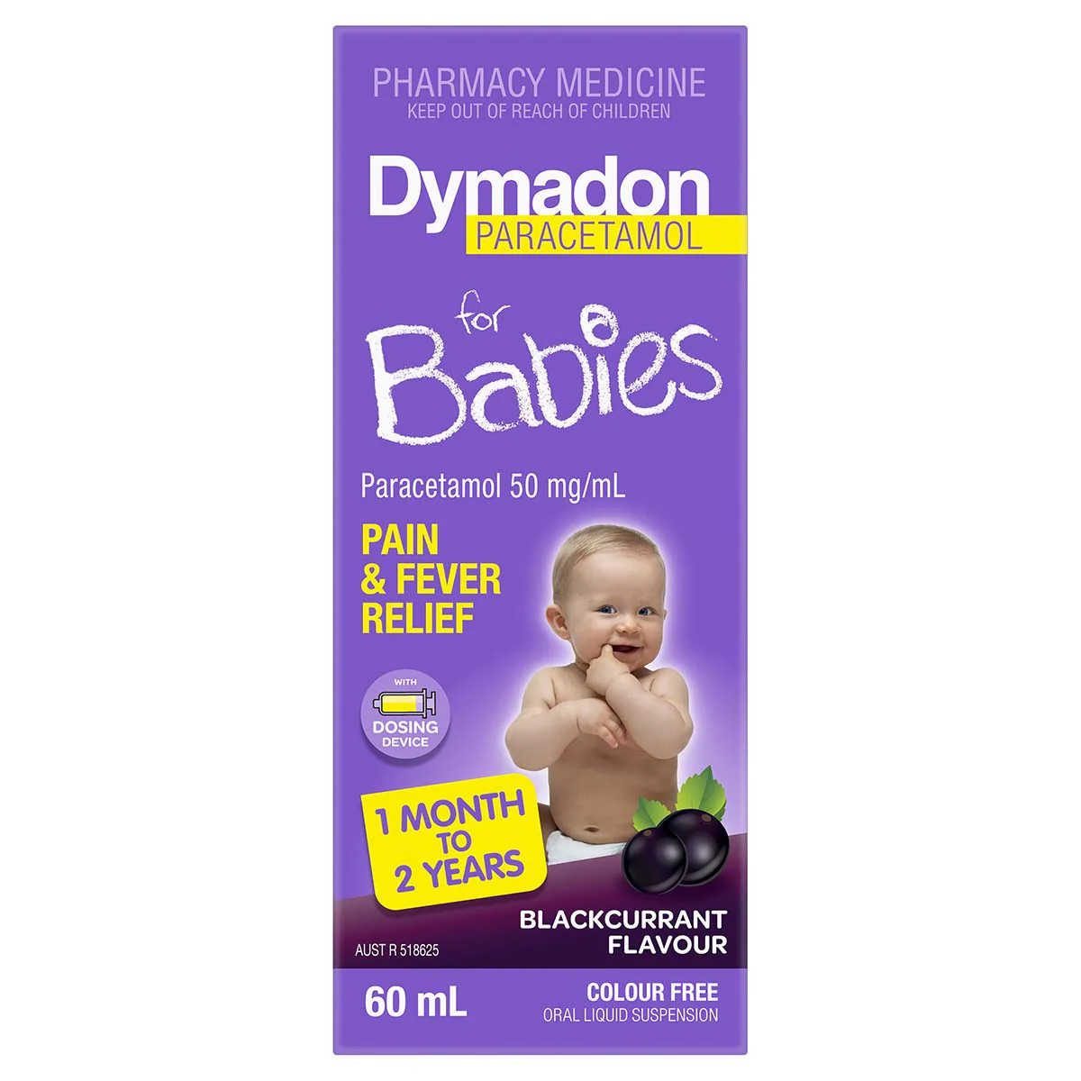 Dymadon for Babies 1 Month - 2 Years Blackcurrant 60ml