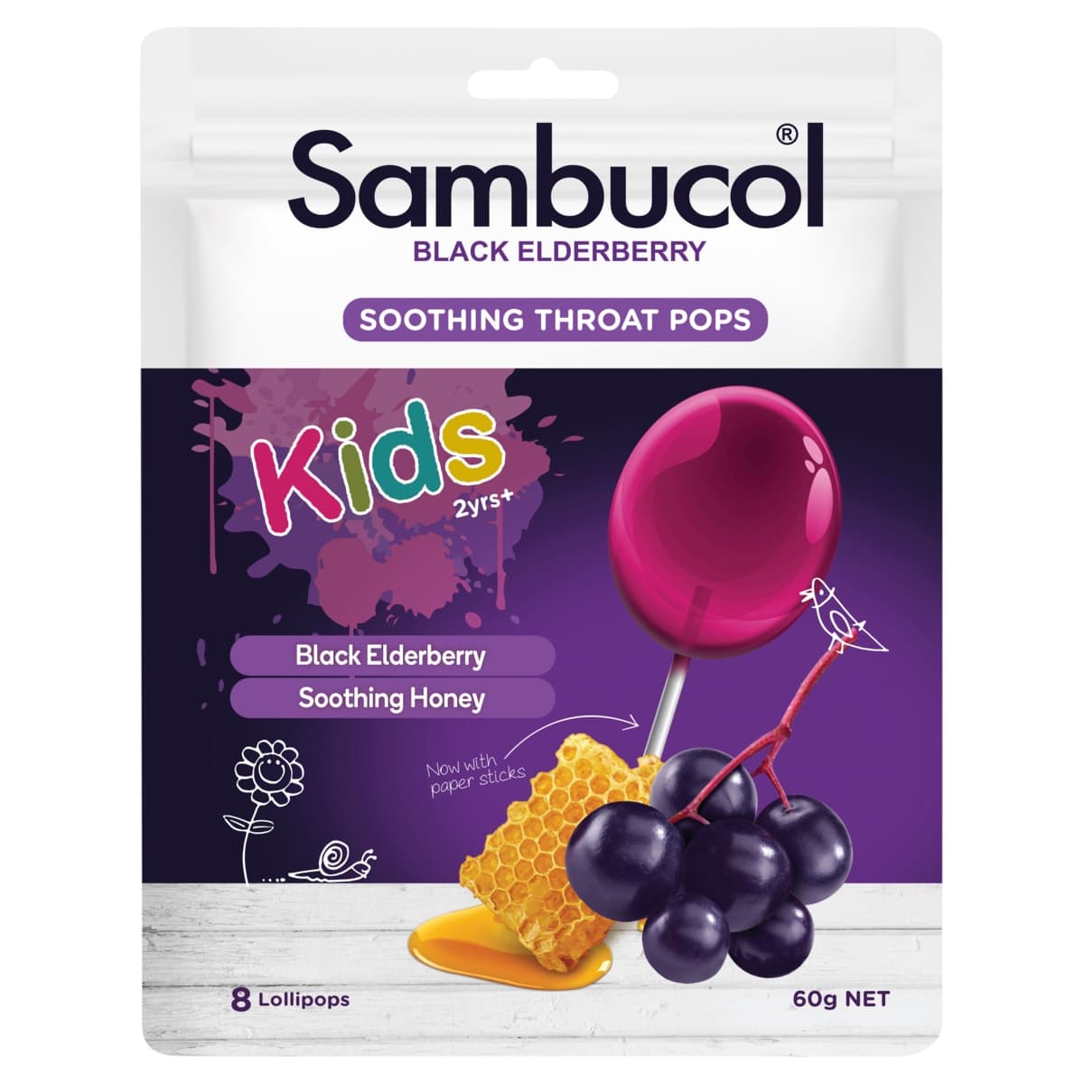 Sambucol Kids Soothing Throat Pops 8 Pack