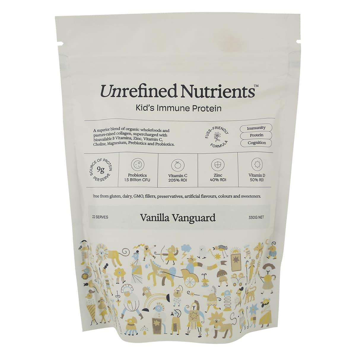 Unrefined Nutrients Kid's Immune Protein Vanilla Vanguard 330g