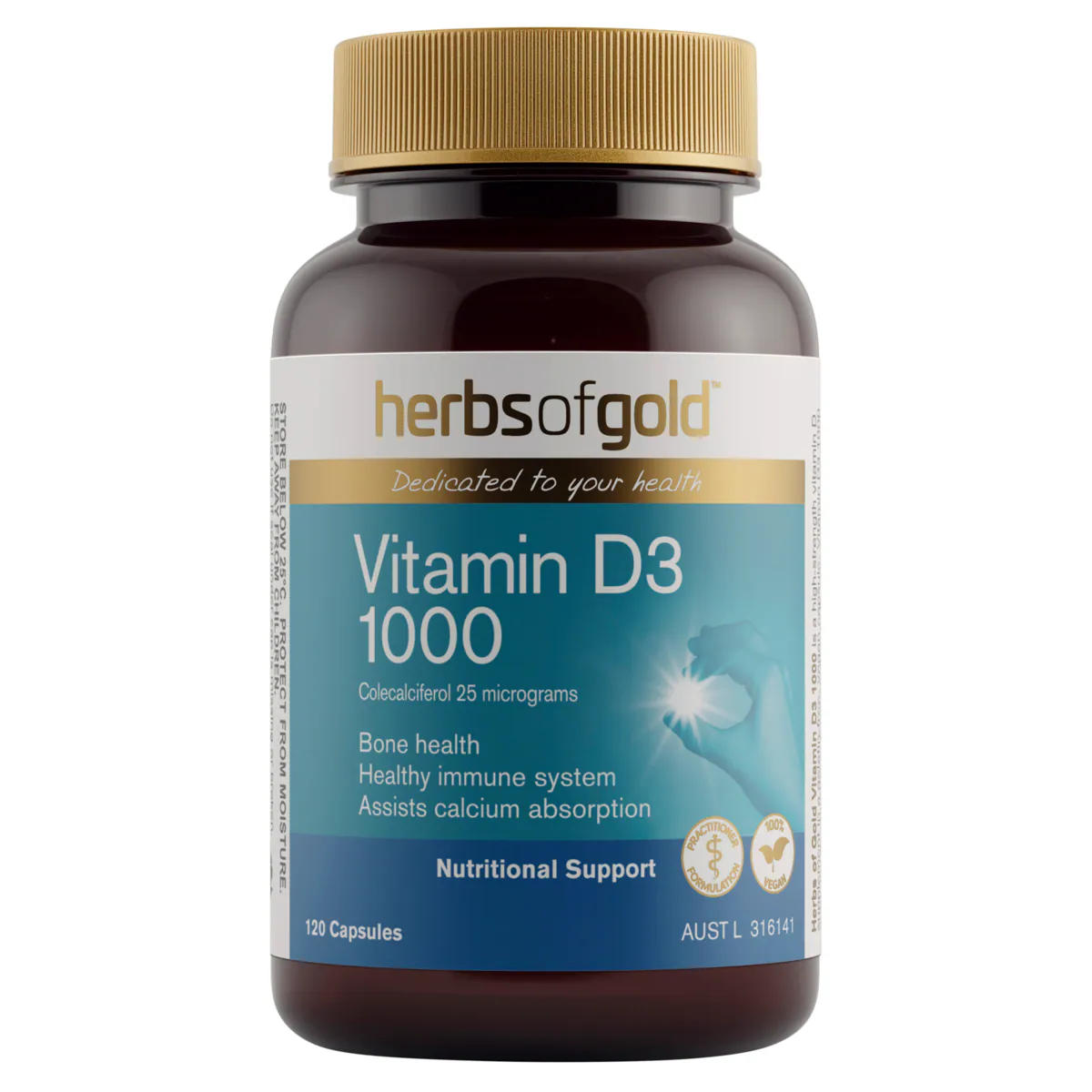 Herbs of Gold Vitamin D3 1000 120 Capsules