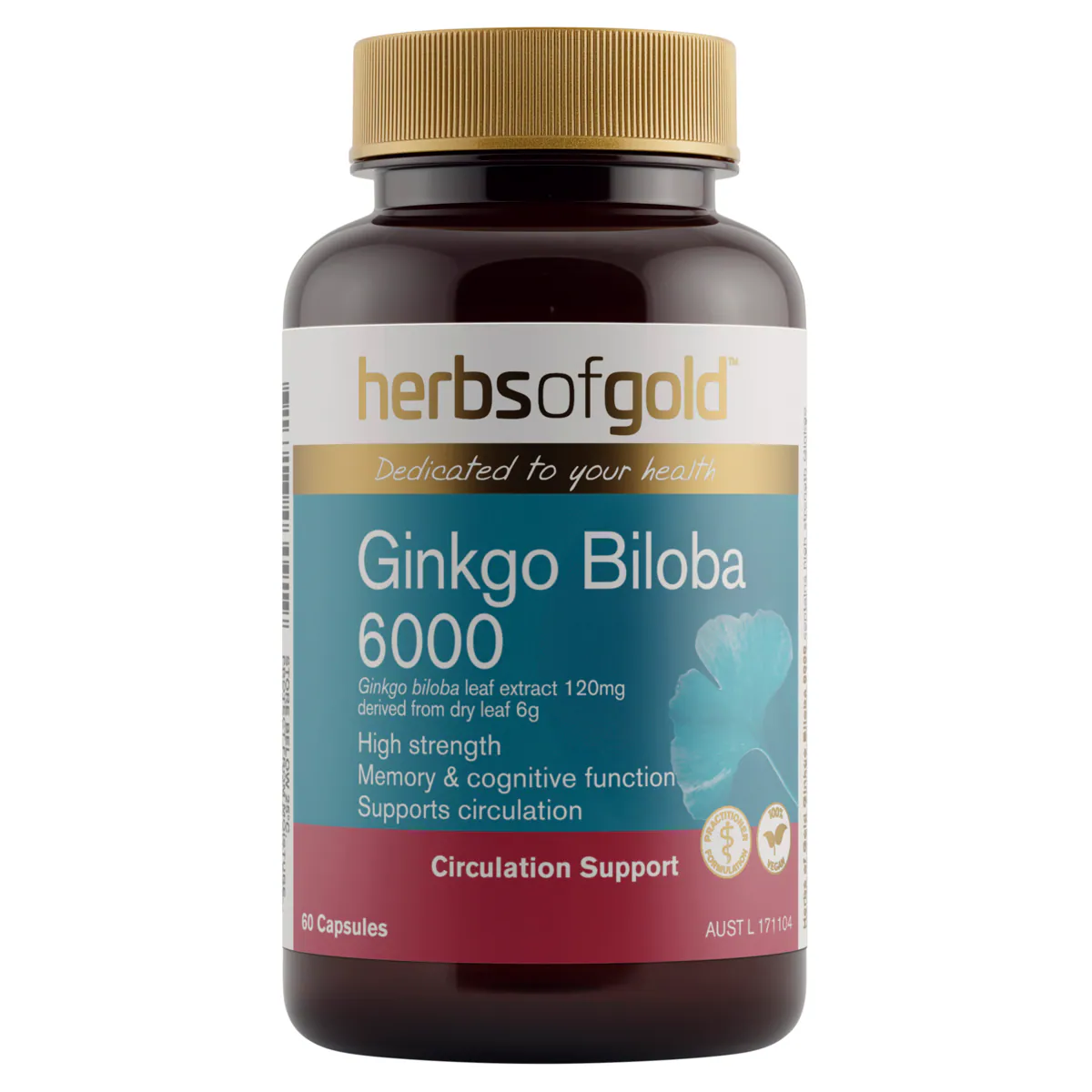 Herbs of Gold Ginkgo Biloba 6000 60 Capsules