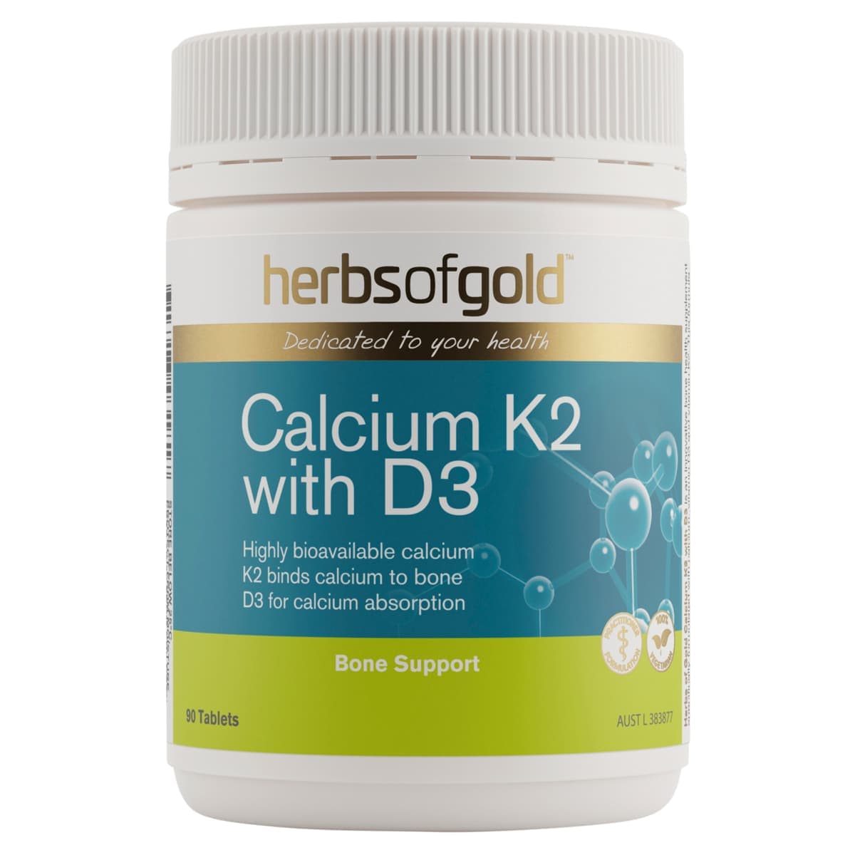 Herbs of Gold Calcium K2 with D3 90 Tablets