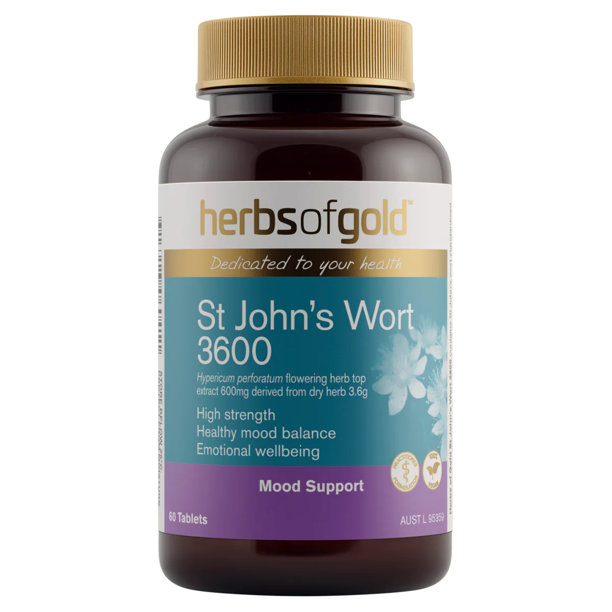 Herbs of Gold Extra Strength St Johns Wort 3600 60 Tablets