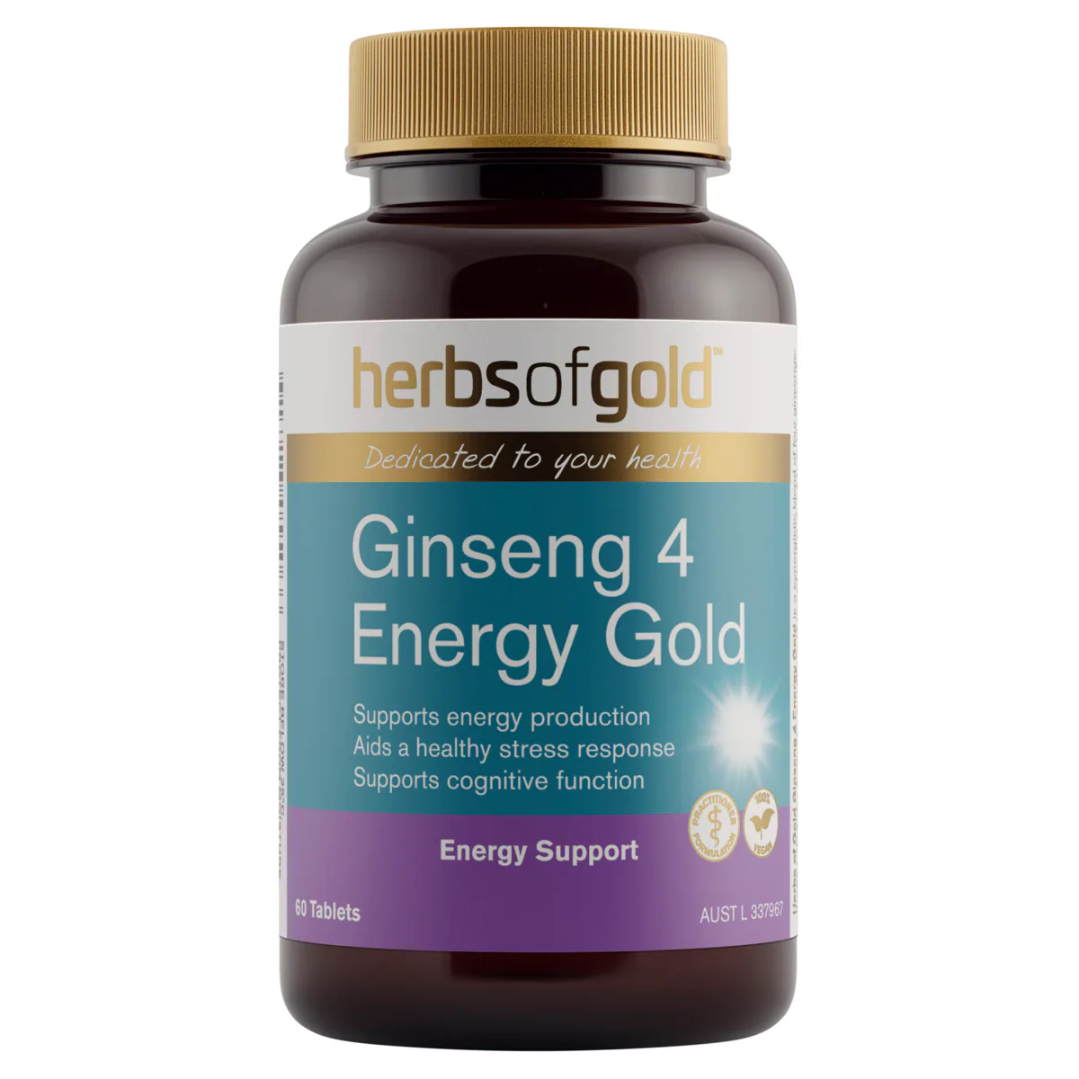 Herbs of Gold Ginseng 4 Energy Gold 60 Tablets