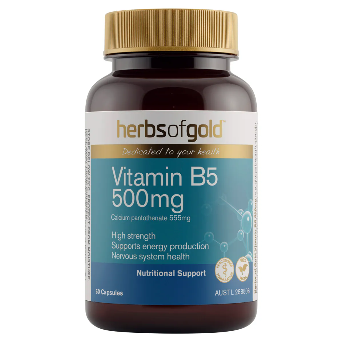 Herbs of Gold Vitamin B5 500mg 60 Capsules
