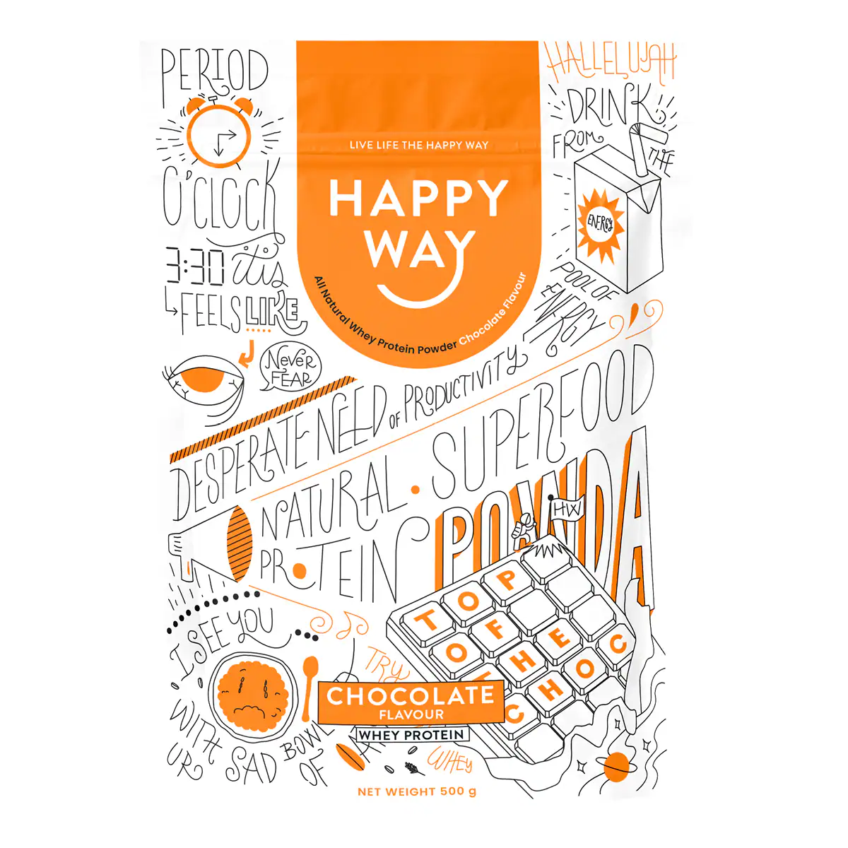 Happy Way Whey Protein Powder Chocolate 500g